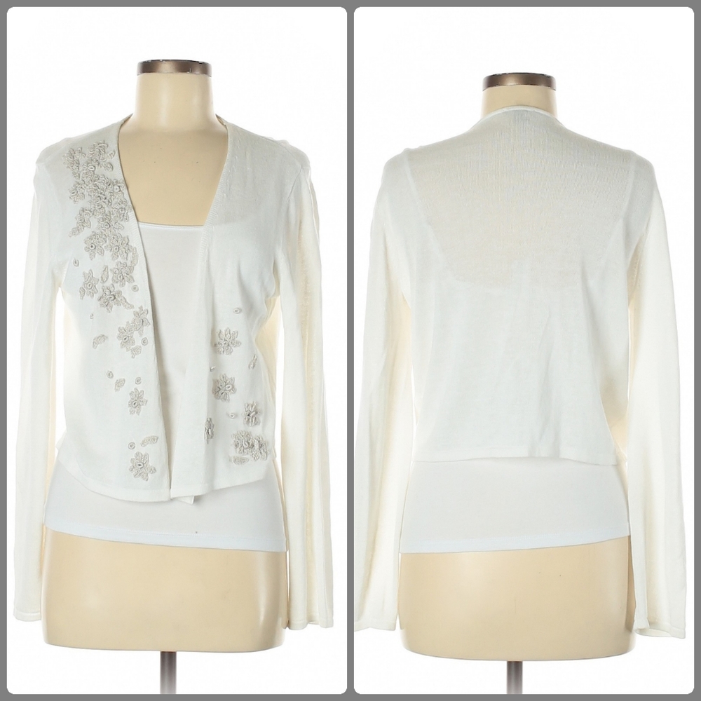 J. Jill Cardigan Ivory with floral detail